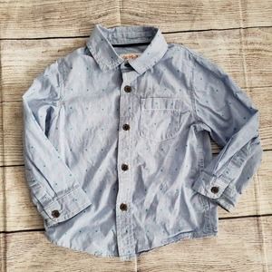 CAT & JACK blue striped boys button down polka dot long sleeve top